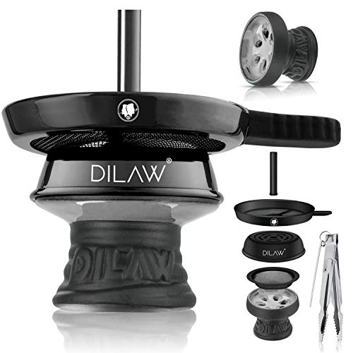 DILAW® Shisha Steinkopf Set Kaminkopf Small Tabaksieb Kohlezange Kaminaufsatz Tabak Kopf, Weiß von DILAW