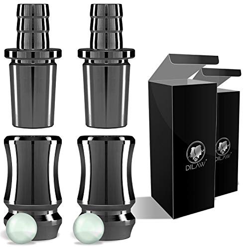 DILAW® Shisha TRIPHAN V2A Edelstahl Schlauchadapter 18/8 Schliff Set 2-teilig Universal Hookah Wasserpfeife zubehör, Menge:3er Pack, Farbe:Anthrazit Edelstahl von DILAW
