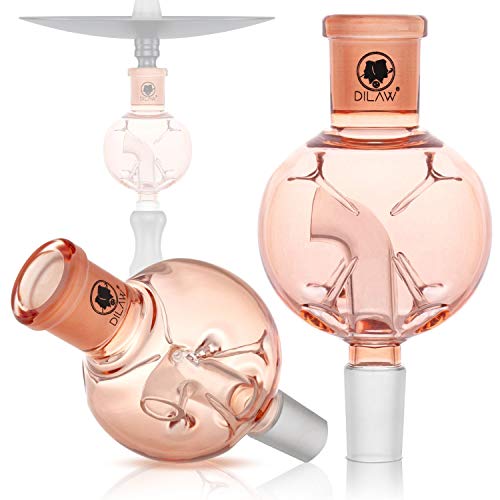 DILAW® Shisha Tornado Molassefänger Totenkopf (aus Glas für (Schliff 18/8) - Wasserpfeife, Vorkühler-Aufsatz Skull Wasserpfeife, Rosé Gold von DILAW