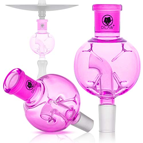 DILAW® Shisha Tornado Molassefänger Totenkopf (aus Glas für (Schliff 18/8) - Wasserpfeife, Vorkühler-Aufsatz Skull Wasserpfeife (Pink) von DILAW