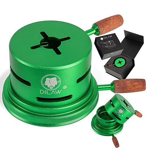 DILAW® Shisha UNO Smokbox | mit nur 1 Kohle | Kamin-aufsatz Aluminium Alu | Passt auf beinahe jeden Kopf | spart Kohlen | Länger Rauchen | für Tabakkopf Kohle Aufsatz | Grün von DILAW