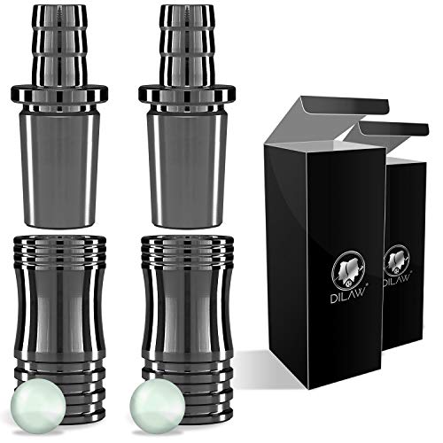 DILAW® Shisha V2A Edelstahl Adapter Schlauchadapter 18/8 Schliff Set 2-teilig Universal Hookah Wasserpfeife (2er Pack, Anthrazit Edelstahl) von DILAW