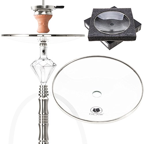 DILAW® Shisha Kohleteller Glas Glaskohleteller | 21cm Medium Silber | Wasserpfeife Hookah - Zubehör V2A Edelstahl Kohle-Teller von DILAW