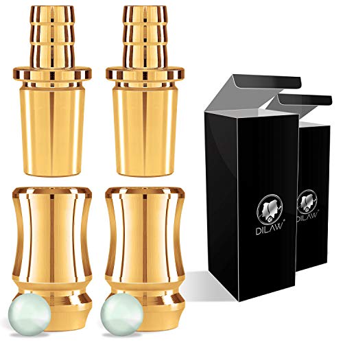 DILAW® Shisha TRIPHAN V2A Edelstahl Schlauchadapter 18/8 Schliff Set 2-teilig Universal Hookah Wasserpfeife zubehör, Menge:3er Pack, Farbe:Gold Edelstahl von DILAW