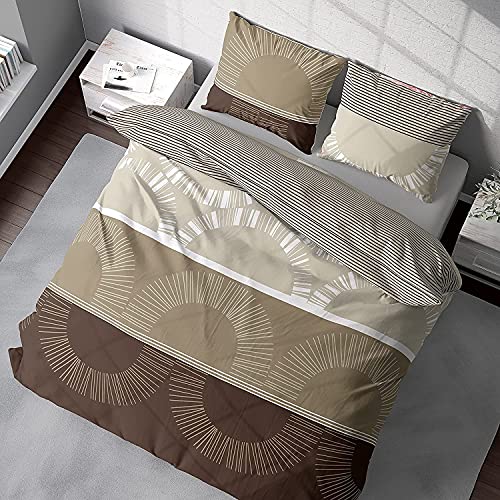 DILIOS Premium Bettwäsche 155x200 – 100% Baumwolle, ÖKO-TEX Zertifiziert, Renforcé, Atmungsaktiv & Antiallergisch, mit Reißverschluss, 2teilig – Bettbezug + Kissenbezug 80x80, Hellbraun, Braun von DILIOS