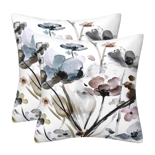 DILOXNSU Kissenbezug 40x40 2er Set Kissenbezüge Kunst Aquarell Blume Deko Kissen Samt Sofakissen Modern Abstrakte Kissenhülle Dekokissen Aesthetic Couchkissen für Sofa Couch Wohnzimmer Zierkissen von DILOXNSU