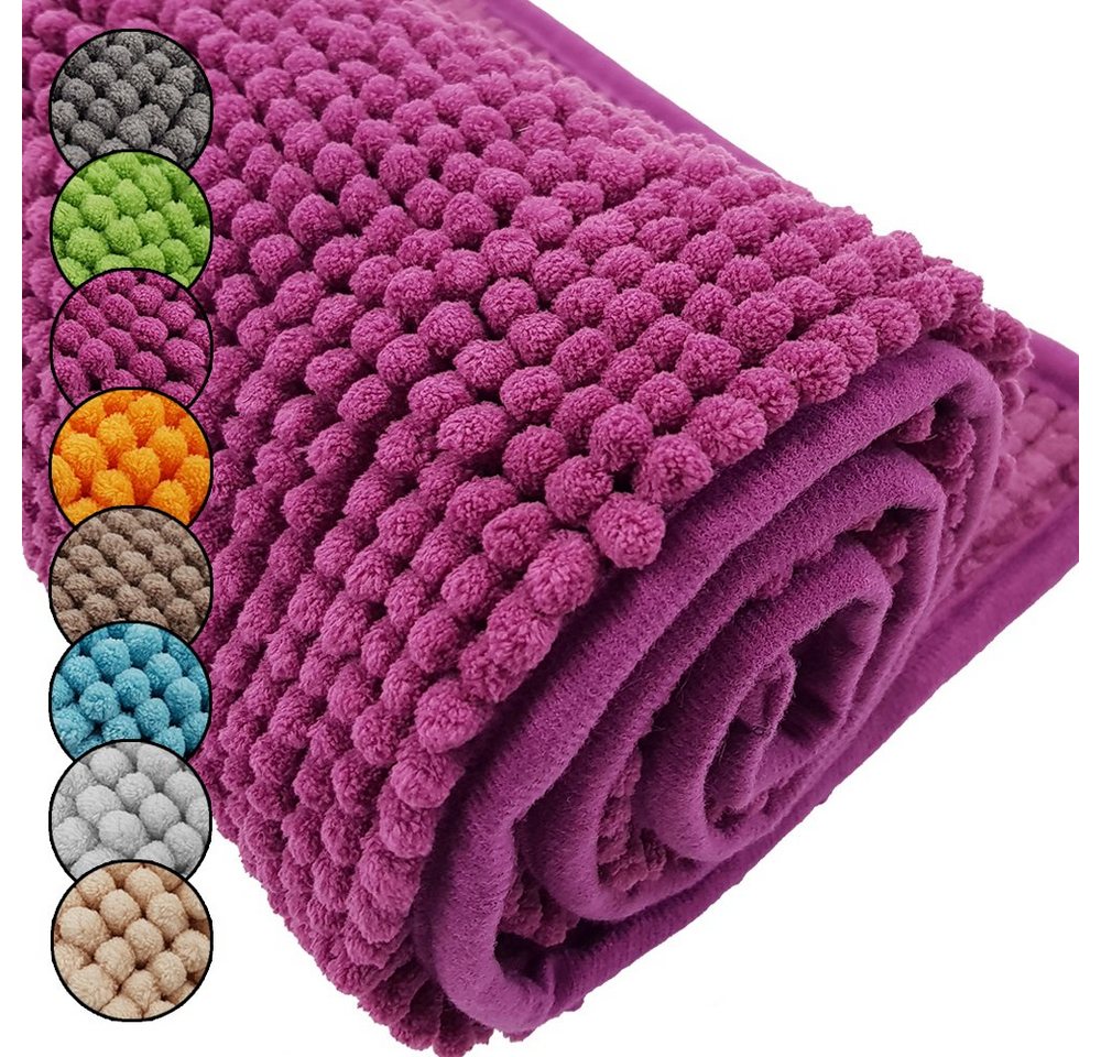 Badematte Badematte Chenille 50x80 cm – Badteppich mit kuscheligem Flor DILUMA, Polyester, rechteckig, Rutschhemmende Beschichtung, schnell trocknend, hohe Saugkraft von DILUMA