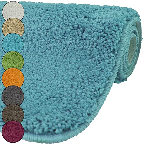 DILUMA | Badematten Set 2 Teilig Badematte 50x80 und WC Vorleger 45x50 cm Türkis | Badteppich Set | Flauschiger Hochflor, Weich, rutschfest, Saugstark von DILUMA
