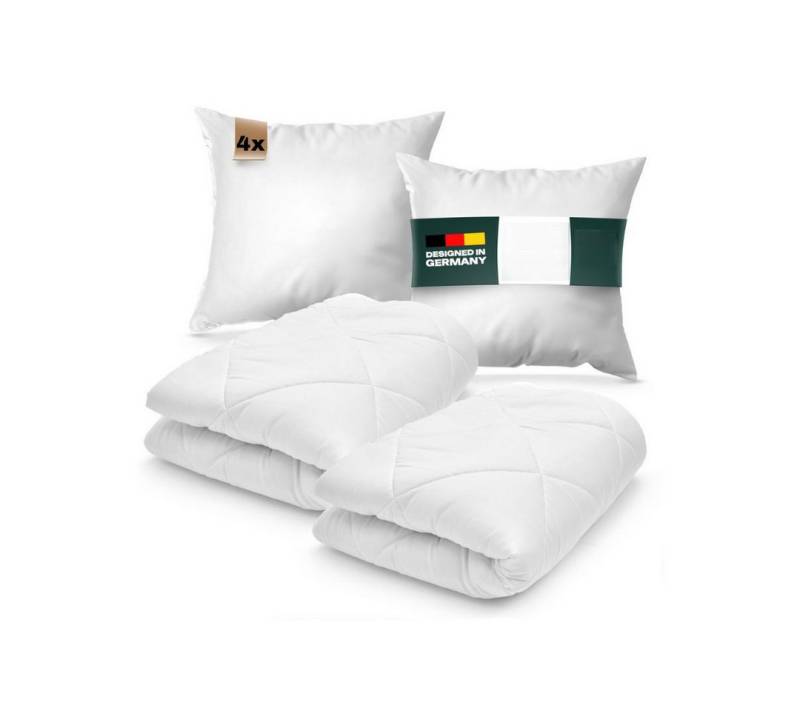 DILUMA Bett-Set Set Bettdecke Kopfkissen und Bettenset, Füllung: Faserbällchen, Bettenset 4-teilig Set Mikrofaser von DILUMA