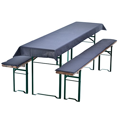 DILUMA | Bierbankauflagen Set Grau | 1x Tischdecke 240x90 cm für 220x70 cm Biertische und 2X gepolsterte Bierbankauflage 220x25 cm | Auflagen Set für Bierzeltgarnitur | Gepolstert, ÖkoTex100 DILUMA | Bierbankauflagen Set Grau | 1x Tischdecke 240x90 cm für 220x70 cm Biertische und 2X gepolsterte Bierbankauflage 220x25 cm | Auflagen Set für Bierzeltgarnitur | Gepolstert, ÖkoTex100 von DILUMA