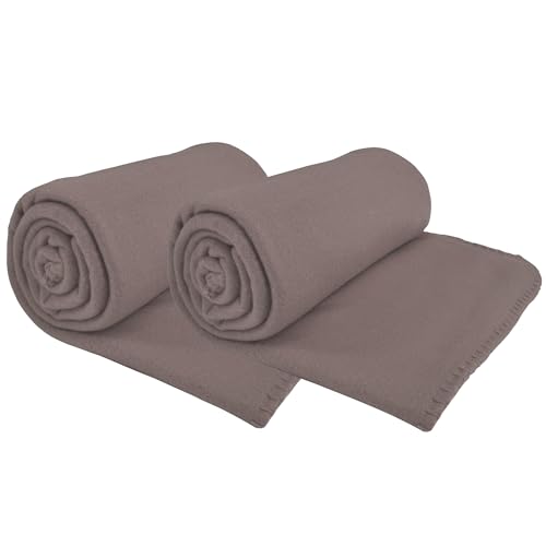 DILUMA Fleecedecke 130x170 cm 2er Set Taupe - Sofadecke mit Anti-Pilling & Kettlerand - Stoffqualität ca. 400G - Pflegeleichte und Samtweiche Couchdecke - OEKO-TEX100 von DILUMA