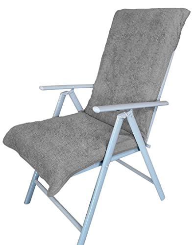 DILUMA Frottee Schonbezug für Hochlehner Stühle 60x130 cm - Hochlehner Schonbezug Diamant - Schutzbezug für Gartenstuhl - Frottee Schonbezug aus 100% Baumwolle, Farbe:Grau von DILUMA