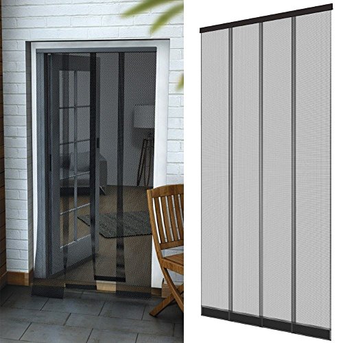 DILUMA Insektenschutz Tür Vorhang 95 x 220 cm in anthrazit - Fliegenvorhang aus Polyester - Lamellen mit eingenähten Gewichten und Selbstklebende PVC Klemmleiste von DILUMA
