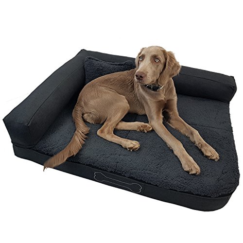 DILUMA Luxus Hundebett Valetta mit Kissen Größe M 100x80 cm für mittelgroße Hunde - orthopädisches Hundesofa mit abnehmbaren Bezug und Antirutschbeschichtung von DILUMA