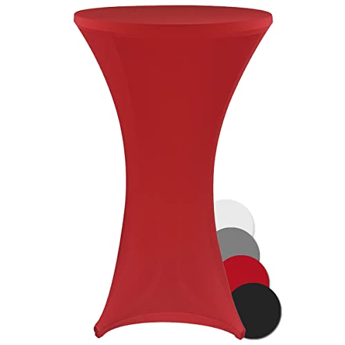 DILUMA Stehtischhusse Stretch Elastique Ø 60-65 cm Rot - elastische Premium Stretchhusse für gängige Bistrotische und Stehtische - dehnbarer Tischüberzug von DILUMA