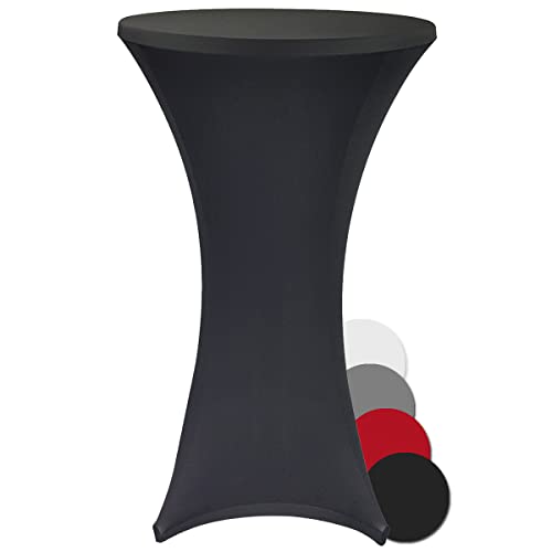 DILUMA Stehtischhusse Stretch Elastique Ø 70-75 cm Schwarz - elastische Premium Stretchhusse für gängige Bistrotische und Stehtische - dehnbarer Tischüberzug von DILUMA