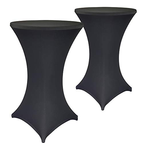 DILUMA Stehtischhussen Stretch Elastique Ø 60-65 cm Schwarz 2er Set - elastische Premium Stretchhusse für gängige Bistrotische und Stehtische - dehnbarer Tischüberzug von DILUMA