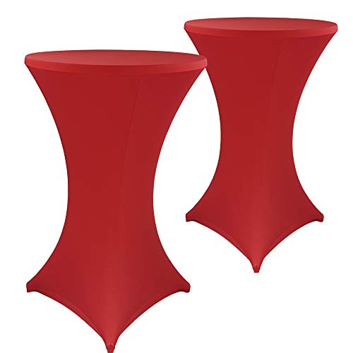 DILUMA Stehtischhussen Stretch Elastique Ø 70-75 cm Rot 2er Set - elastische Premium Stretchhusse für gängige Bistrotische und Stehtische - dehnbarer Tischüberzug von DILUMA