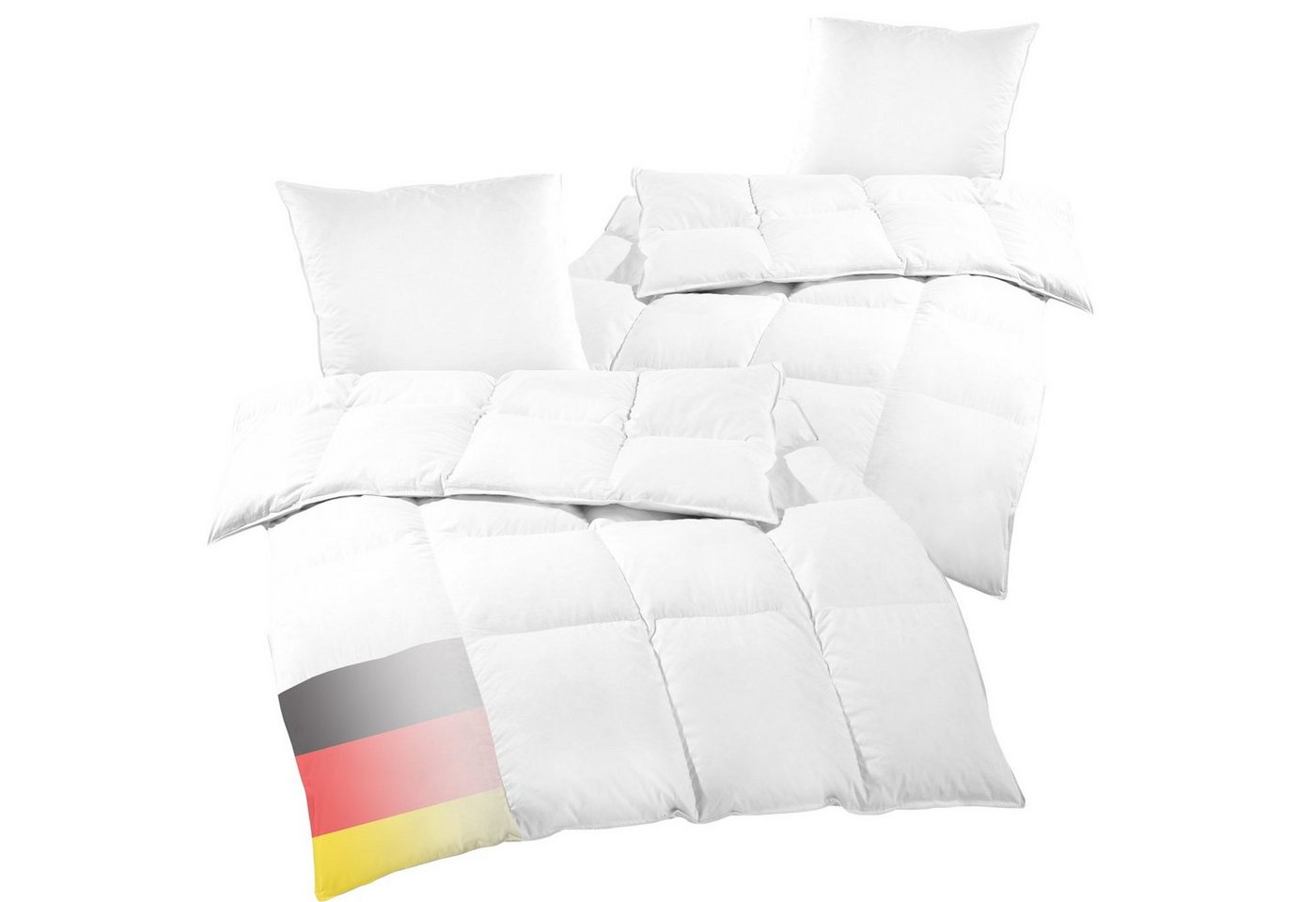 Feder-/Daunenbettdecke + Kopfkissen, Bettenset Comfort 4-Teilig 2x Bettdecke 135x200 & 2x Kopfkissen 80x80, DILUMA, Bettdecken Set mit Kopfkissen, MADE IN GERMANY von DILUMA