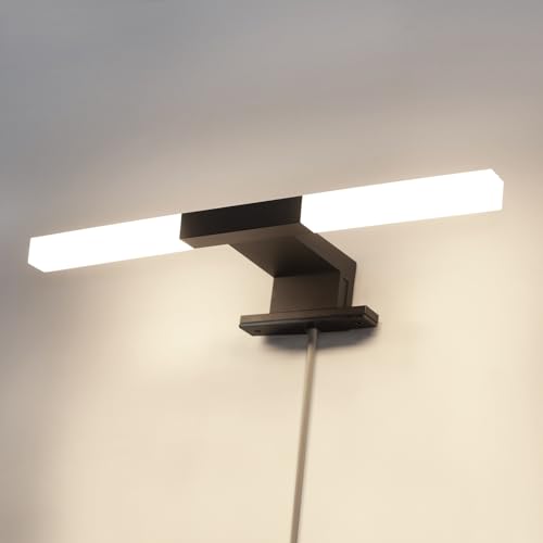 DILUMEN LED Spiegelleuchte Badezimmer Spiegellampe,28CM 5W 500LM Neutralweiß 4000K 230V Spiegellampen Spiegel Badezimmerschrank,Wandleuchte für bad,Schwarz 3in1 Montage IP44 Wasserdicht Badleuchte. von DILUMEN