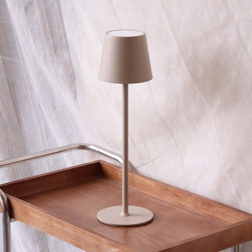 DILUMEN Tischlampe Dimmbar Kabellos,Wiederaufladbar Akku Tischleuchte mit Touch Control,Metall LED Akku Tischlampe mit USB-C,Wasserdichte Tischleuchte für Terrassen,Restaurants,5200mAh,Beige DILUMEN Tischlampe Dimmbar Kabellos,Wiederaufladbar Akku Tischleuchte mit Touch Control,Metall LED Akku Tischlampe mit USB-C,Wasserdichte Tischleuchte für Terrassen,Restaurants,5200mAh,Beige von DILUMEN