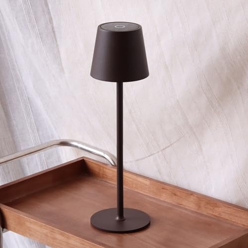 DILUMEN Tischlampe Dimmbar Kabellos,Wiederaufladbar Akku Tischleuchte mit Touch Control,Metall LED Akku Tischlampe mit USB-C,Wasserdichte Tischleuchte für Terrassen,Restaurants,5200mAh,Dunkelbraun DILUMEN Tischlampe Dimmbar Kabellos,Wiederaufladbar Akku Tischleuchte mit Touch Control,Metall LED Akku Tischlampe mit USB-C,Wasserdichte Tischleuchte für Terrassen,Restaurants,5200mAh,Dunkelbraun von DILUMEN