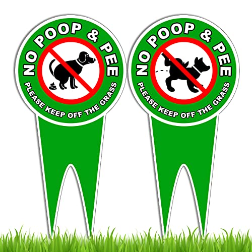 2 Stück No Dog Poop Schilder für Hof – No Pooping Dog Signs for Yard – doppelseitiges AluminiumHundeschild 30,5 x 15,2 cm – Keep off Gras Schild – Hundeschilder kein und Pinkeln – Keine Hunde von DIMARONGTON