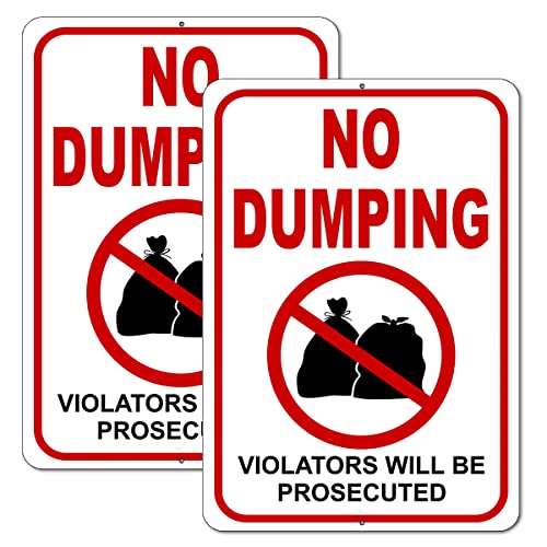 Schild mit Aufschrift "No Dumping", Aluminium, Aufschrift "No Littering", 25,4 x 17,8 cm, 2 Stück von DIMARONGTON