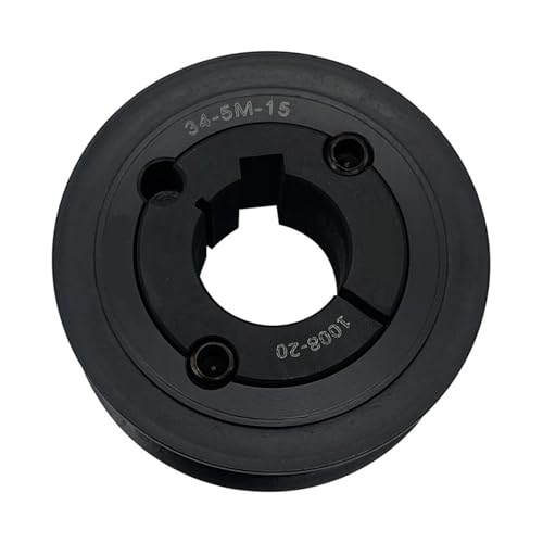 Kupplungsmotor-Riemenscheibe, V-Typ-Zahnriemenscheibe 5M 34-Zahn-Stahl-Synchronriemen 15 mm breite Riemen, 34-5M-15-1008(16mm) von DIMEIYAN