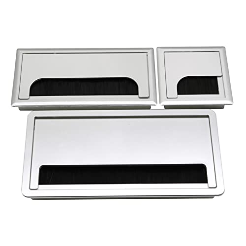 Schreibtisch-Ösen, Schreibtisch-Kabelloch, quadratische rechteckige Drahtlochabdeckungen, Kabeldurchführungen, Drahtabdeckungen, Möbellochstopfen (Farbe: Silber, Spezifikation: 200 x 100 mm) (Farbe: S von DIMEIYAN