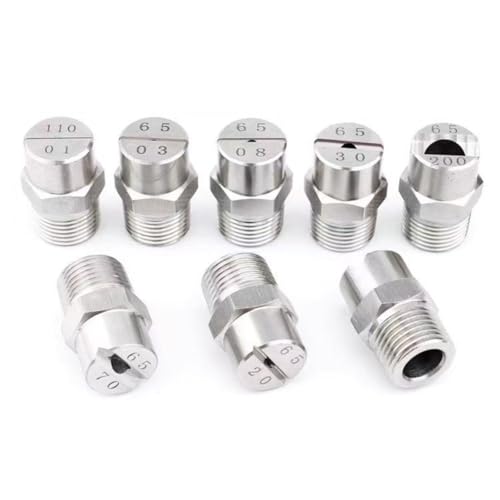 Sprühdüsenspitze, 304 Edelstahl, flache Ventilator-Sprühspitzen, 1/8 1/4 BSPT Außengewinde 65–110 Grad (1/8 Außengewinde 9,5 mm (Bohrungsdurchmesser 3,6 mm), 95 °) von DIMEIYAN