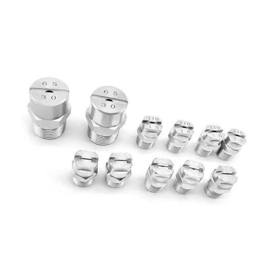 Sprühdüsenspitze, 65° Flachstrahldüse Edelstahl 1/8 1/4 3/8 1/2 BSPT Männlich 10er-Pack(No.01: 1/8 (0.66 Mm Aperture),5pcs) von DIMEIYAN