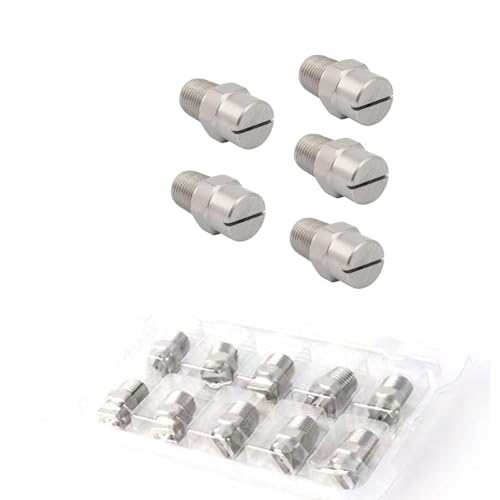 Sprühdüsenspitze, Edelstahl-Flachstrahldüse 1/8 1/4 Zoll Außengewinde 5er-Pack 65/80/95/110 Grad(1/4 External Thread 12.5mm (Bore Diameter 1.1mm),95°) von DIMEIYAN