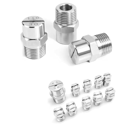 Sprühdüsenspitze, Hochdruck-Fächerdüse aus Edelstahl, 5er-Pack mit mehreren Winkeln und Gewindegrößen(1/4 External Thread 12.5mm (Bore Diameter 0.91mm),80°) von DIMEIYAN