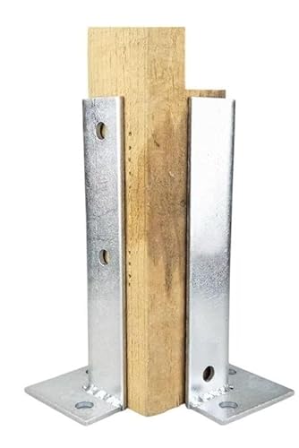 Stützfuß for Zaunpfosten, 2er-Pack verzinkte Pfostensockel, Zaunpfostenhalterungen for Terrassendielen, Geländer von DIMEIYAN
