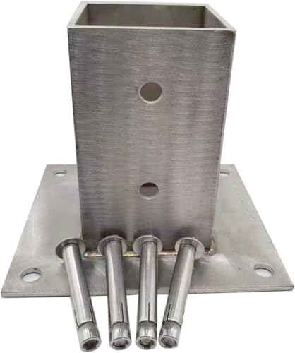 Stützfuß for Zaunpfosten, Pfostenfußhalterung aus Edelstahl, Zaun- und Deckpfostenhalteranker mit Schrauben, robuster quadratischer Säulenfuß(80x80 mm/3.1x3.1 in) von DIMEIYAN