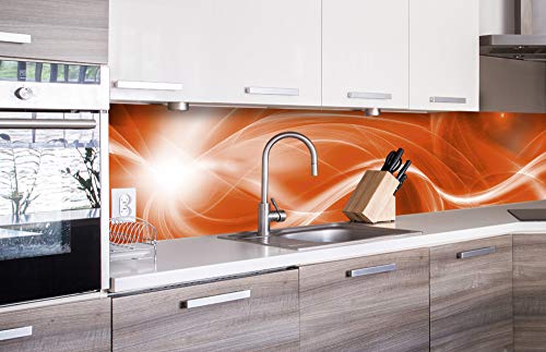 Küchenrückwand Folie selbstklebend ABSTRAKTE MALEREI IN ORANGE | Klebefolie - Dekofolie - Spritzschutz für Küche | Made in EU - 260 cm x 60 cm von DIMEX