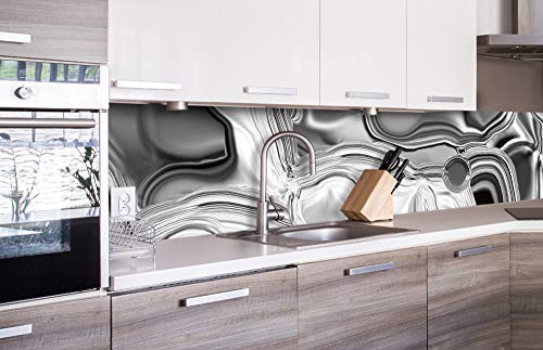 DIMEX Küchenrückwand Folie selbstklebend FLÜSSIGES Silber | Klebefolie - Dekofolie - Spritzschutz für Küche | Made in EU - 260 cm x 60 cm von DIMEX