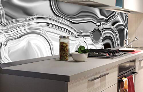 DIMEX Küchenrückwand Folie selbstklebend FLÜSSIGES Silber | Klebefolie - Dekofolie - Spritzschutz für Küche | Made in EU - 180 cm x 60 cm von DIMEX
