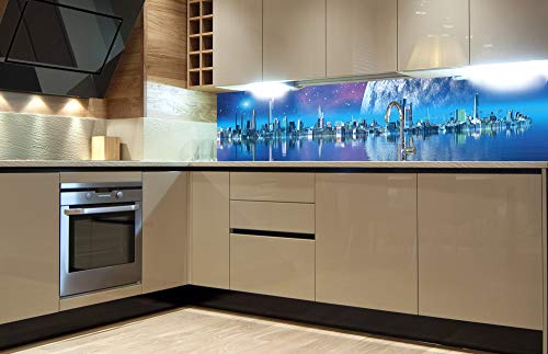 DIMEX Küchenrückwand Folie selbstklebend FUTURISTISCHE Stadt | Klebefolie - Dekofolie - Spritzschutz für Küche | Made in EU - 180 cm x 60 cm von DIMEX