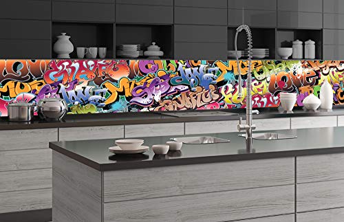 Küchenrückwand Folie selbstklebend GRAFFITI | Klebefolie - Dekofolie - Spritzschutz für Küche | Made in EU - 350 cm x 60 cm von DIMEX