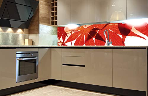 Küchenrückwand Folie selbstklebend ROTE BLÄTTER | Klebefolie - Dekofolie - Spritzschutz für Küche | Made in EU - 180 cm x 60 cm von DIMEX