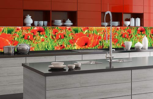 DIMEX Küchenrückwand Folie selbstklebend ROTE Mohnblumen | Klebefolie - Dekofolie - Spritzschutz für Küche | Made in EU - 350 cm x 60 cm von DIMEX