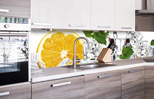 DIMEX Küchenrückwand Folie selbstklebend Zitrone UND EIS | Klebefolie - Dekofolie - Spritzschutz für Küche | Made in EU - 260 cm x 60 cm von DIMEX