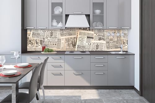 DIMEX Küchenrückwand Folie Selbstklebend ANTIKE Zeitung 260 x 60 cm | Klebefolie - Dekofolie - Spritzschutz für Küche | Made in EU von DIMEX