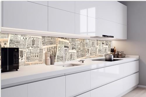 DIMEX Küchenrückwand Folie Selbstklebend ANTIKE Zeitung 420 x 60 cm | Klebefolie - Dekofolie - Spritzschutz für Küche | Made in EU von DIMEX