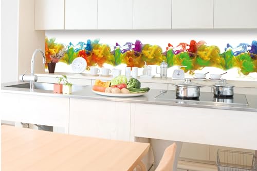 DIMEX Küchenrückwand Folie Selbstklebend Bunte Tinte IN WASSERZUSAMMENFASSUNG 350 x 60 cm | Klebefolie - Dekofolie - Spritzschutz für Küche | Made in EU von DIMEX