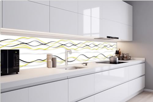 Dimex Küchenrückwand Folie Selbstklebend GELBE Wellen 420 x 60 cm | Klebefolie - Dekofolie - Spritzschutz für Küche | Made in EU von Dimex