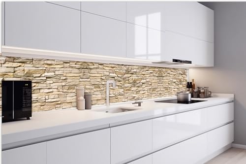 DIMEX Küchenrückwand Folie Selbstklebend GESTAPELTE STEINMAUER 420 x 60 cm | Klebefolie - Dekofolie - Spritzschutz für Küche | Made in EU von DIMEX