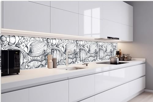 DIMEX Küchenrückwand Folie Selbstklebend Monochrome Fische 420 x 60 cm | Klebefolie - Dekofolie - Spritzschutz für Küche | Made in EU von DIMEX